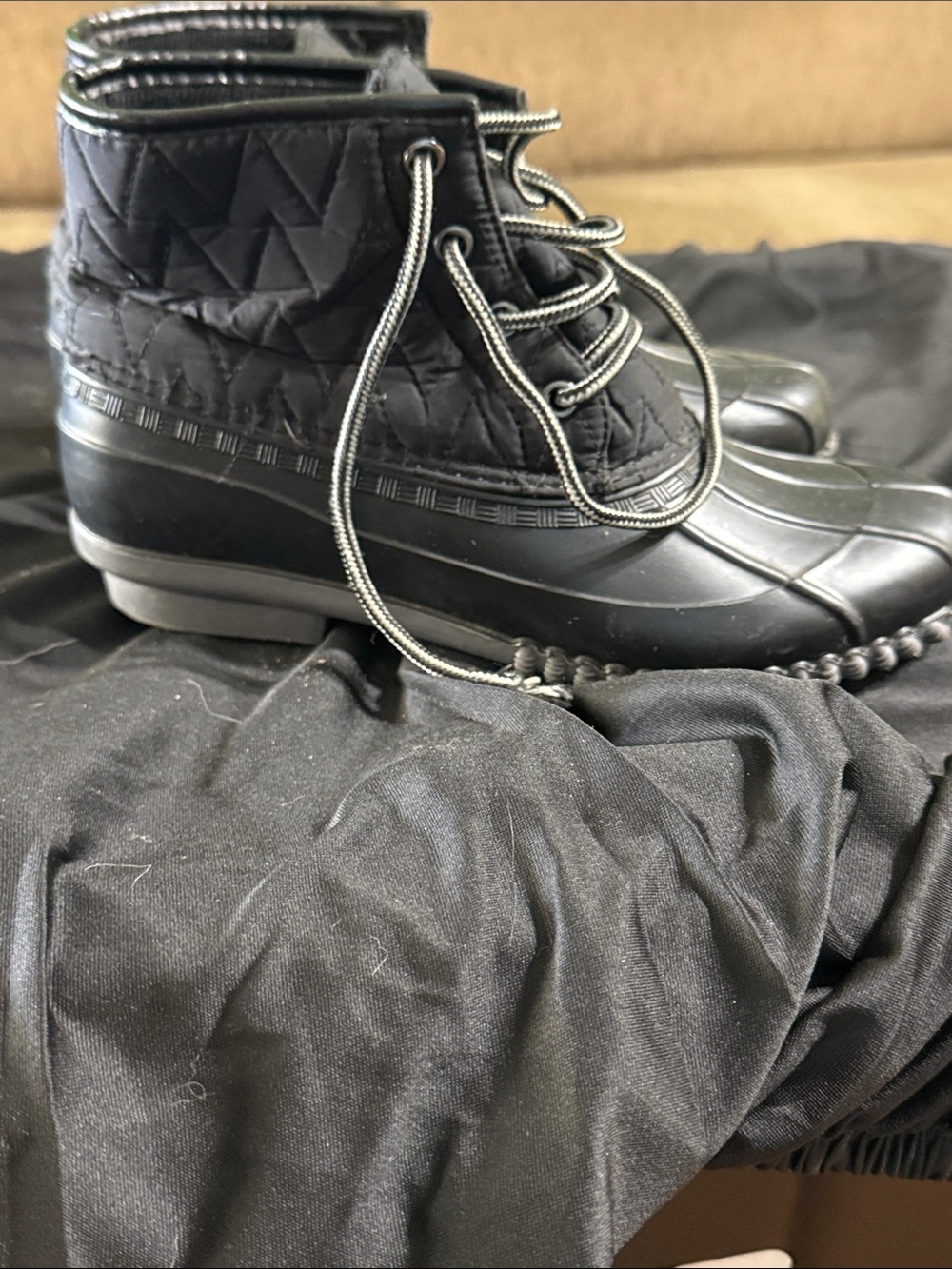 belk Black Quilted Lace-Up Women's Rain & Snow Ankle Boots